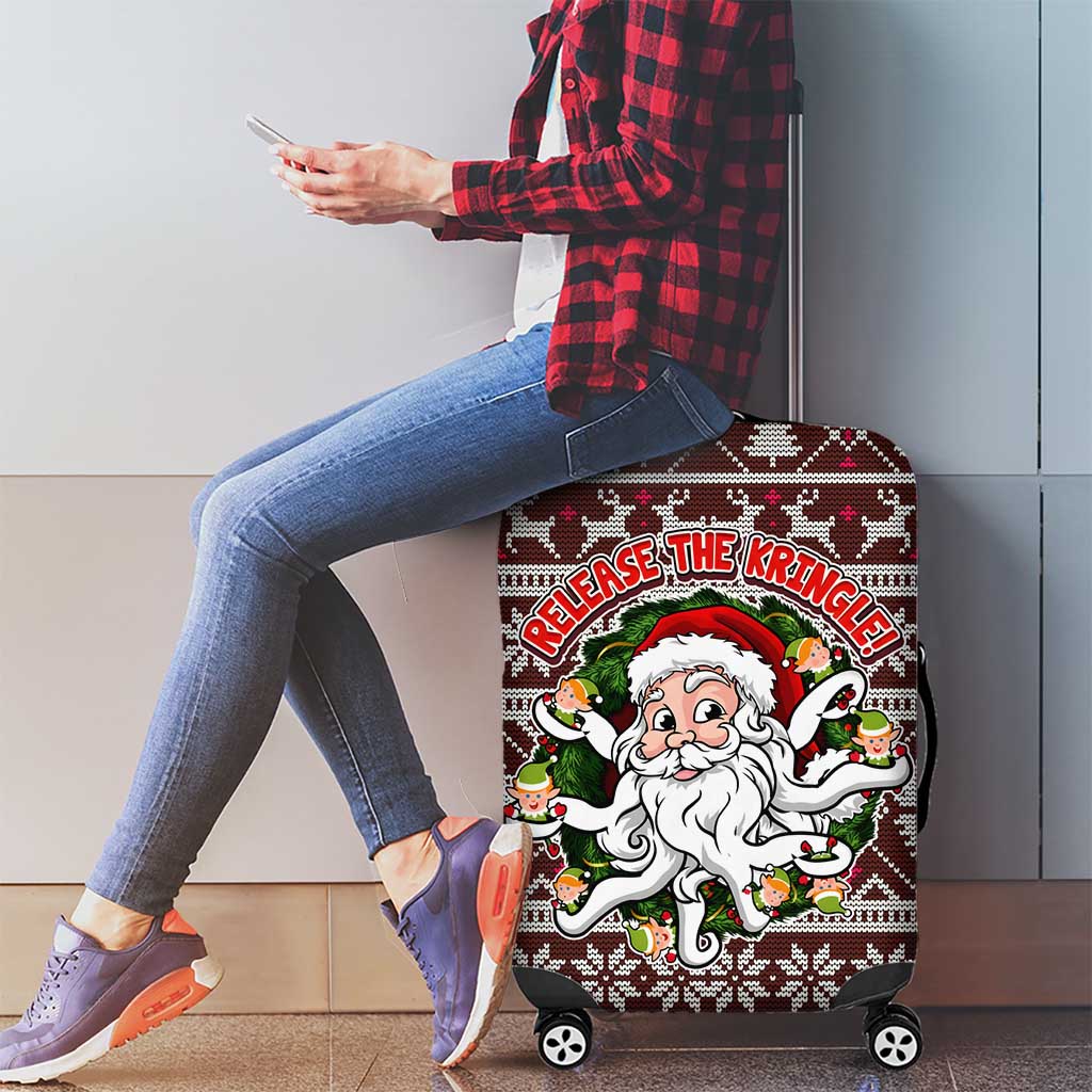 Funny Santa Claus Release The Kringle Christmas Luggage Cover Xmas Holiday Patterns - Wonder Print Shop