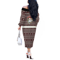 Funny Santa Claus Release The Kringle Christmas Off The Shoulder Long Sleeve Dress Xmas Holiday Patterns - Wonder Print Shop