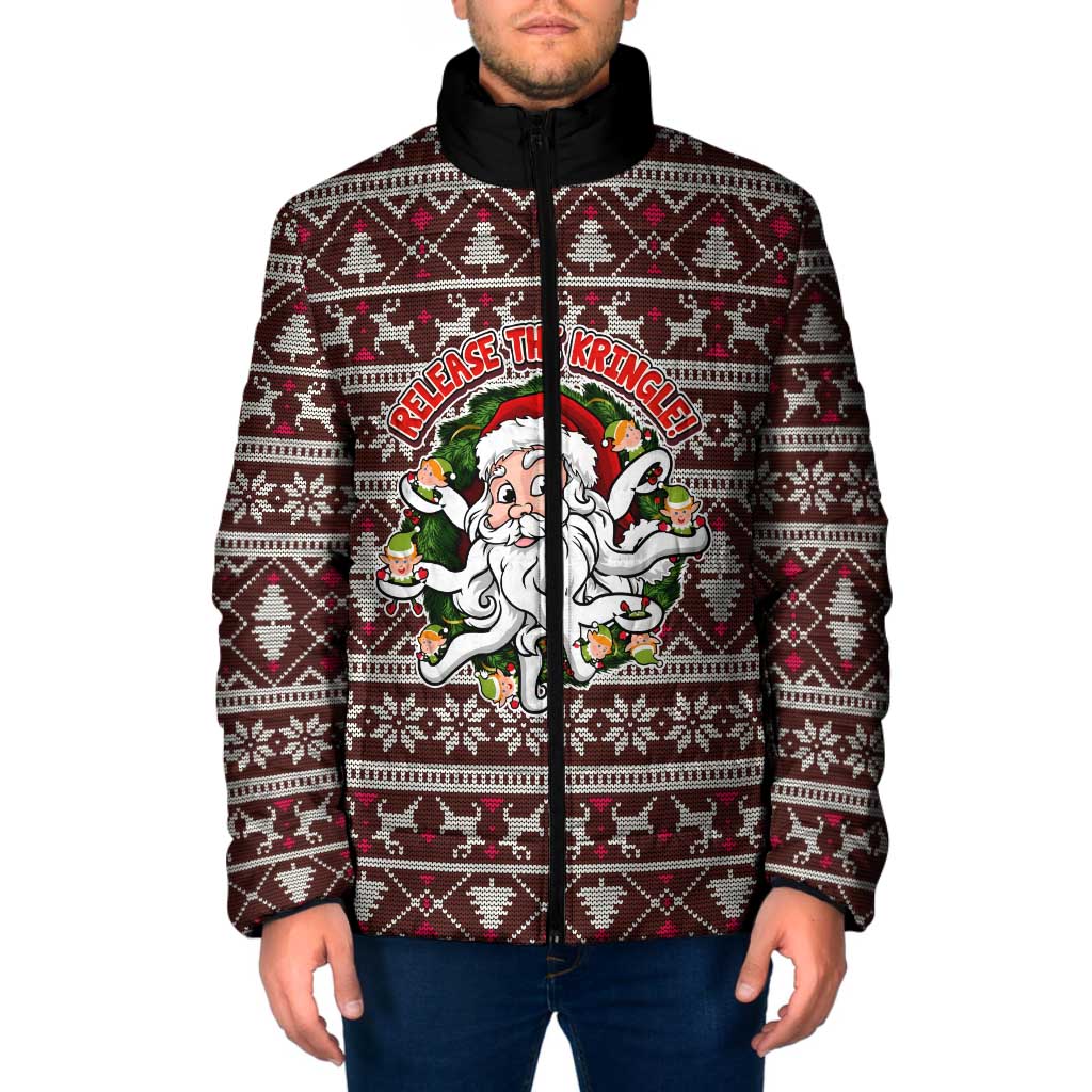 Funny Santa Claus Release The Kringle Christmas Padded Jacket Xmas Holiday Patterns - Wonder Print Shop