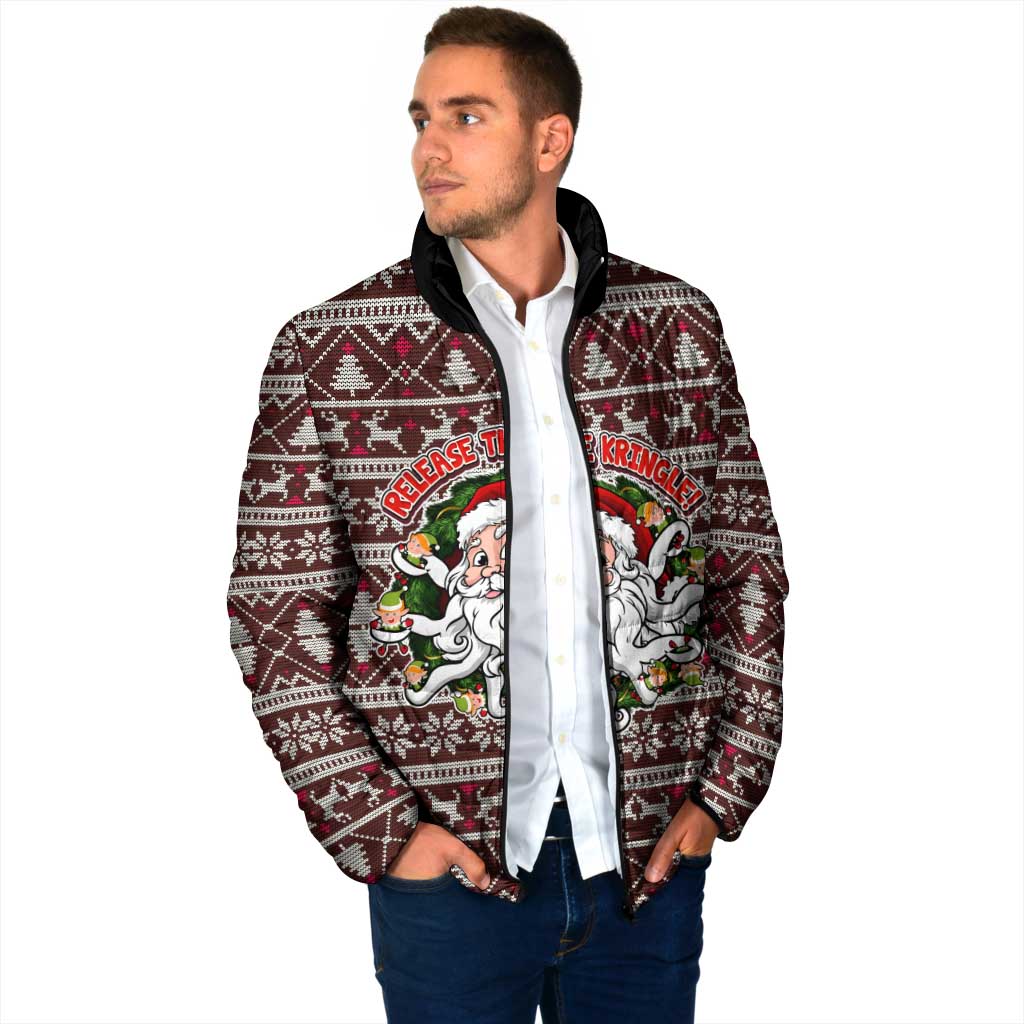 Funny Santa Claus Release The Kringle Christmas Padded Jacket Xmas Holiday Patterns - Wonder Print Shop