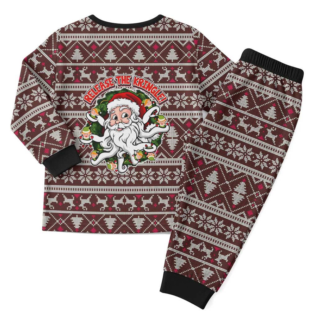 Funny Santa Claus Release The Kringle Christmas Pajama Set Xmas Holiday Patterns - Wonder Print Shop