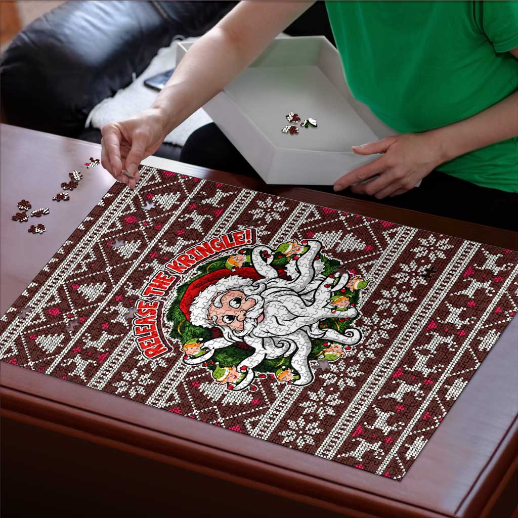 Funny Santa Claus Release The Kringle Christmas Puzzle Xmas Holiday Patterns - Wonder Print Shop