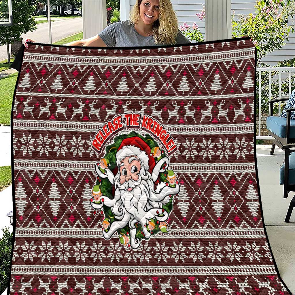 Funny Santa Claus Release The Kringle Christmas Quilt Xmas Holiday Patterns - Wonder Print Shop