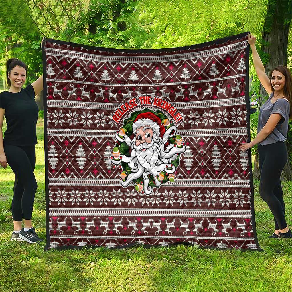 Funny Santa Claus Release The Kringle Christmas Quilt Xmas Holiday Patterns - Wonder Print Shop
