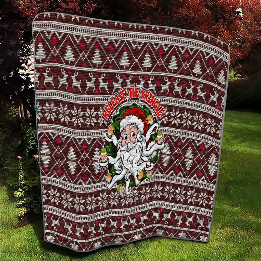 Funny Santa Claus Release The Kringle Christmas Quilt Xmas Holiday Patterns - Wonder Print Shop