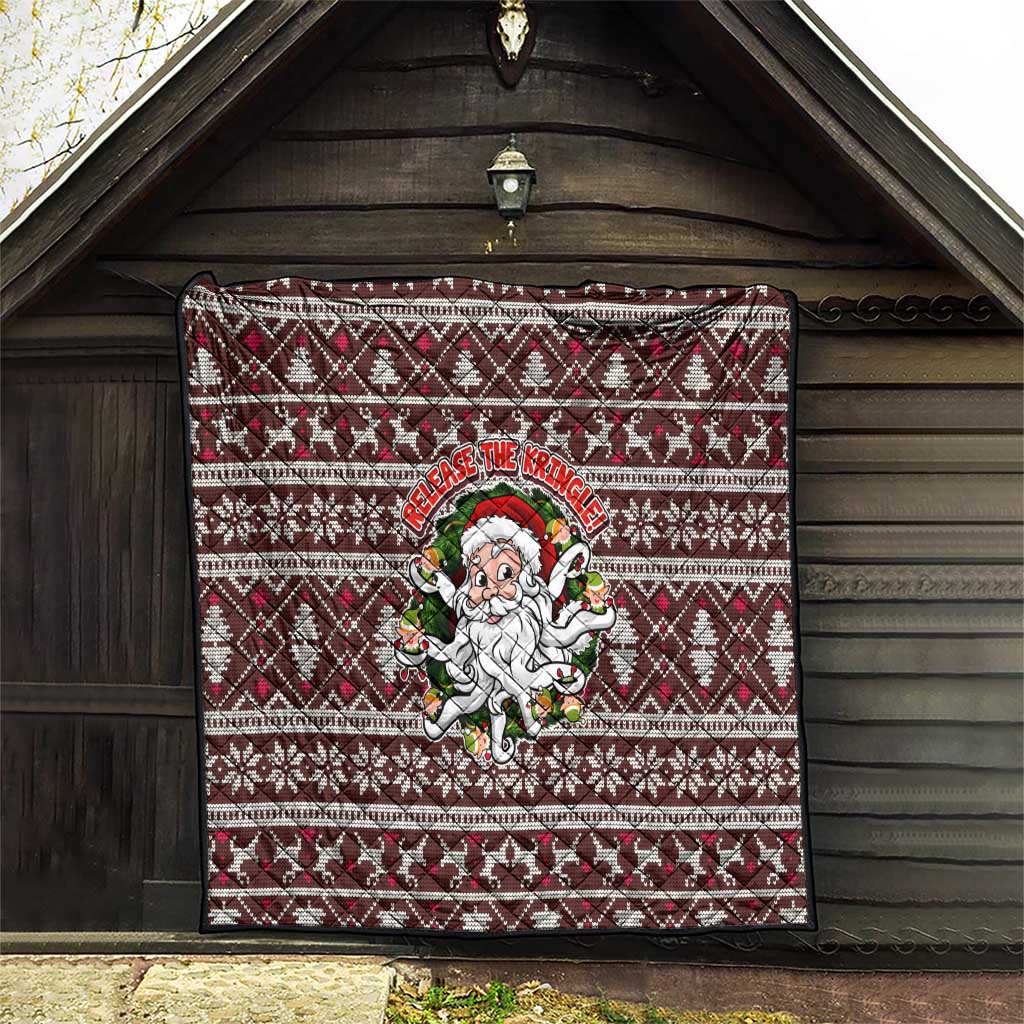 Funny Santa Claus Release The Kringle Christmas Quilt Xmas Holiday Patterns - Wonder Print Shop