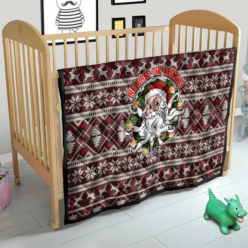 Funny Santa Claus Release The Kringle Christmas Quilt Xmas Holiday Patterns - Wonder Print Shop