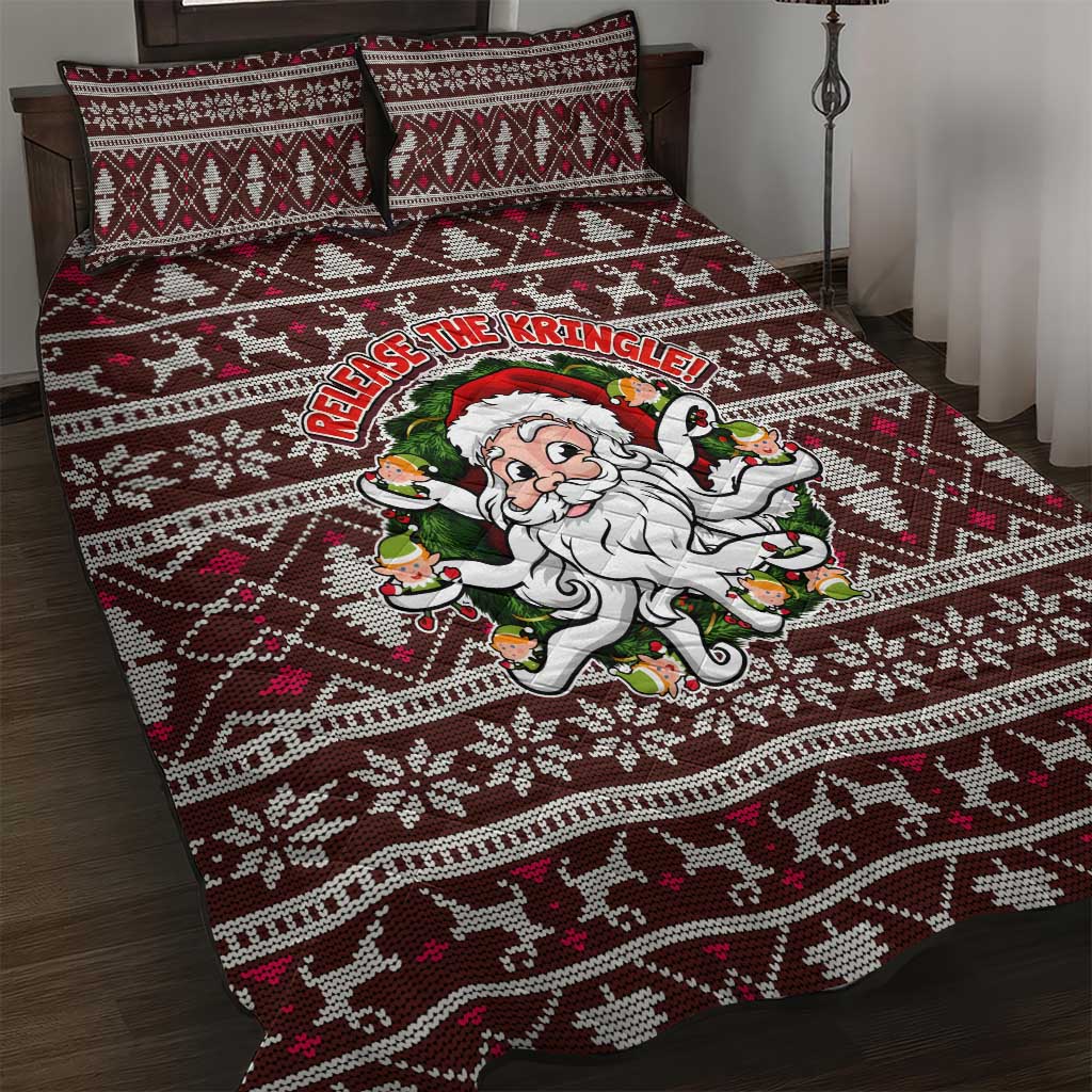 Funny Santa Claus Release The Kringle Christmas Quilt Bed Set Xmas Holiday Patterns - Wonder Print Shop