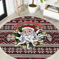 Funny Santa Claus Release The Kringle Christmas Round Carpet Xmas Holiday Patterns - Wonder Print Shop