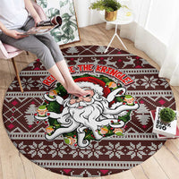 Funny Santa Claus Release The Kringle Christmas Round Carpet Xmas Holiday Patterns - Wonder Print Shop