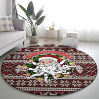 Funny Santa Claus Release The Kringle Christmas Round Carpet Xmas Holiday Patterns - Wonder Print Shop