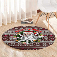 Funny Santa Claus Release The Kringle Christmas Round Carpet Xmas Holiday Patterns - Wonder Print Shop