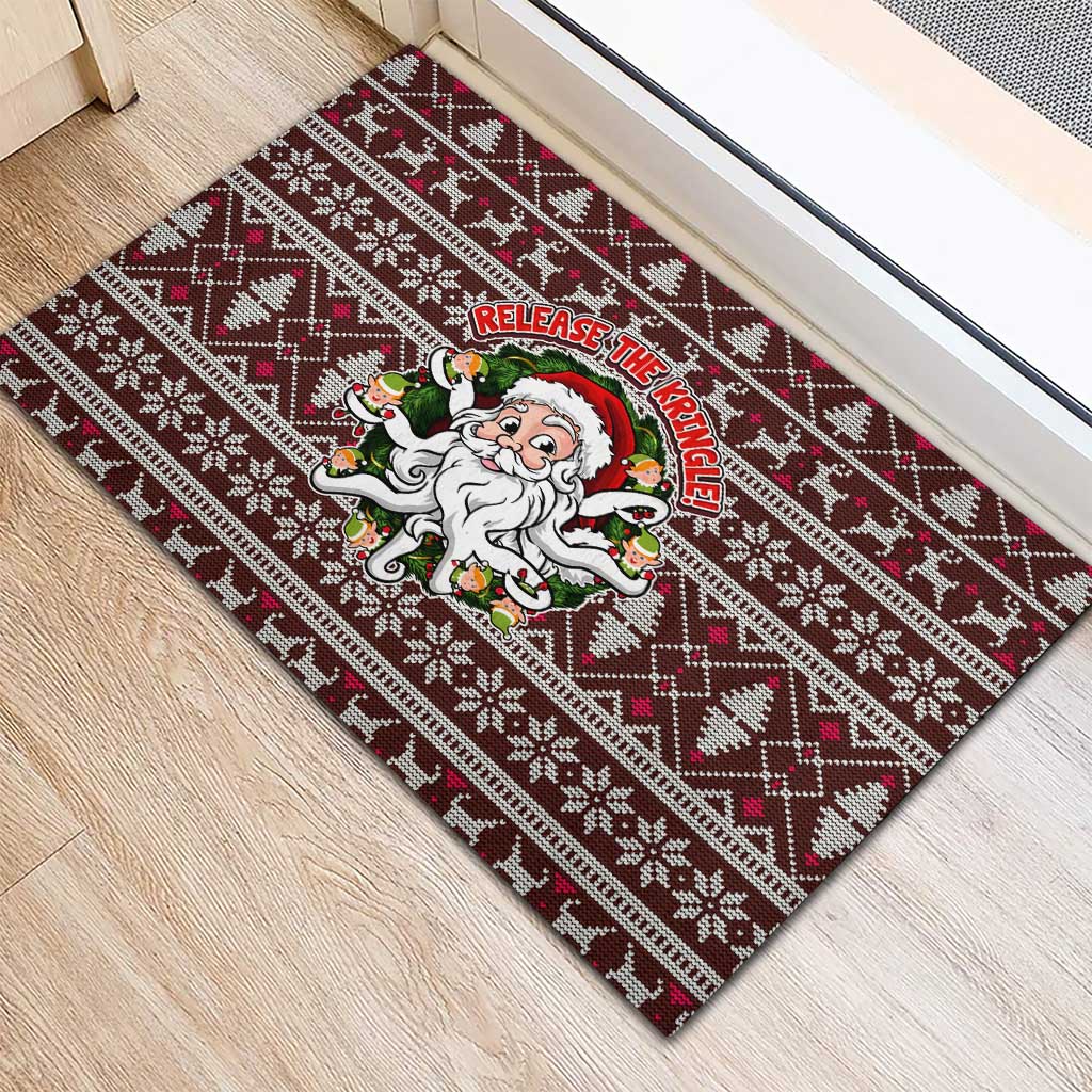 Funny Santa Claus Release The Kringle Christmas Rubber Doormat Xmas Holiday Patterns - Wonder Print Shop
