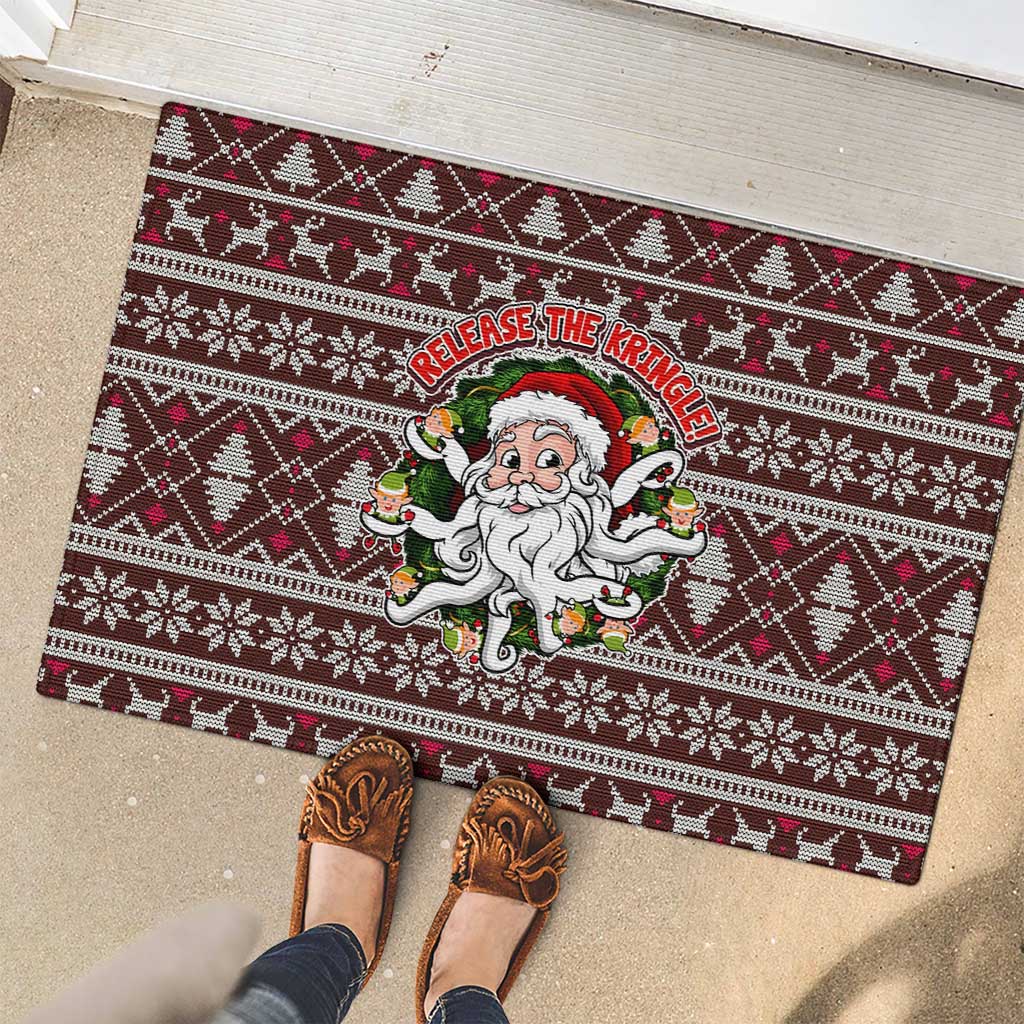 Funny Santa Claus Release The Kringle Christmas Rubber Doormat Xmas Holiday Patterns - Wonder Print Shop