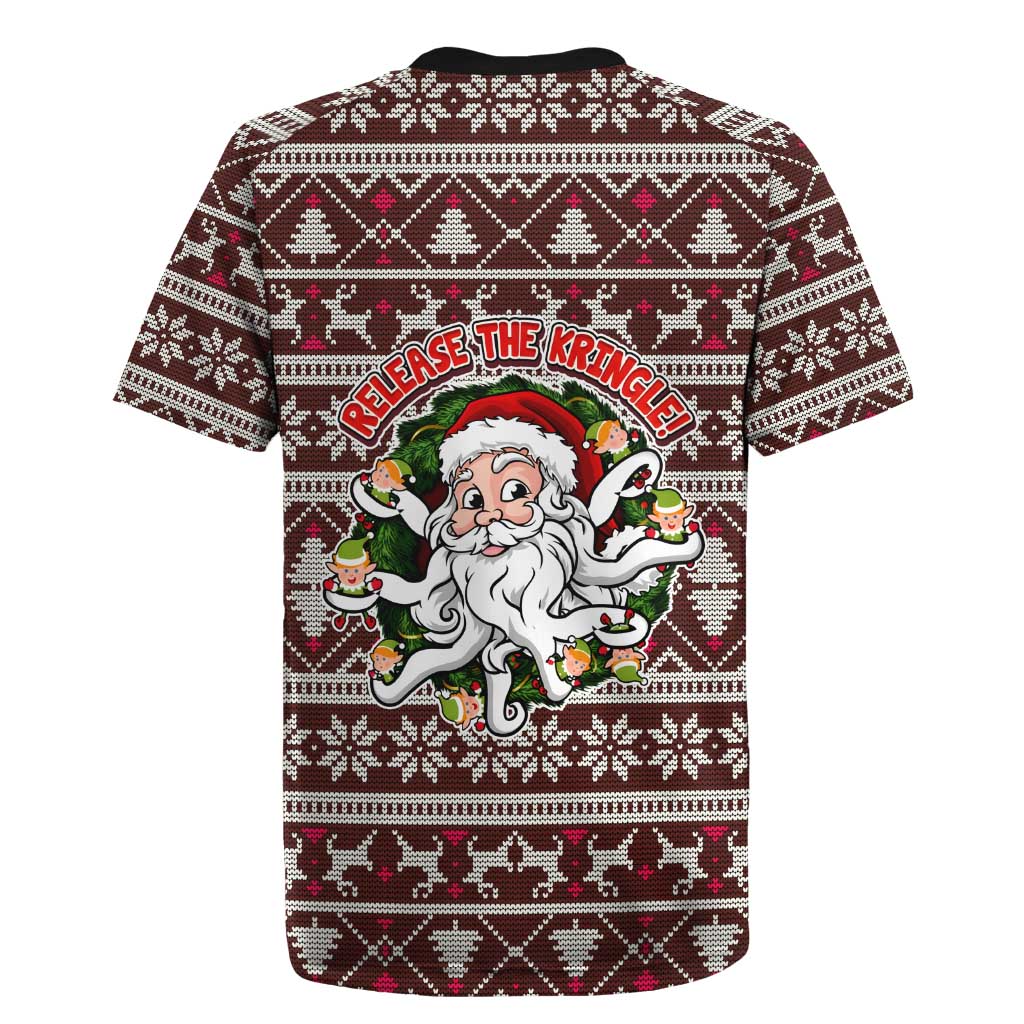 Funny Santa Claus Release The Kringle Christmas Rugby Jersey Xmas Holiday Patterns - Wonder Print Shop
