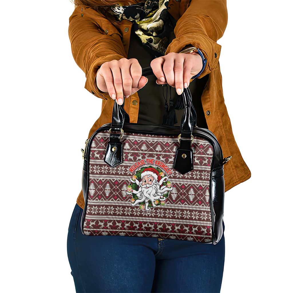 Funny Santa Claus Release The Kringle Christmas Shoulder Handbag Xmas Holiday Patterns - Wonder Print Shop