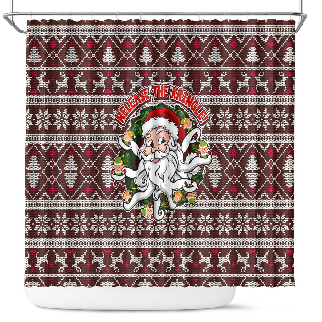 Funny Santa Claus Release The Kringle Christmas Shower Curtain Xmas Holiday Patterns - Wonder Print Shop