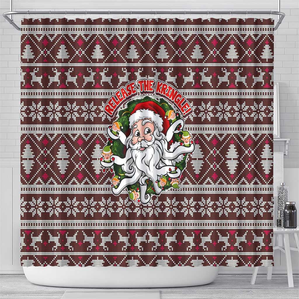 Funny Santa Claus Release The Kringle Christmas Shower Curtain Xmas Holiday Patterns - Wonder Print Shop