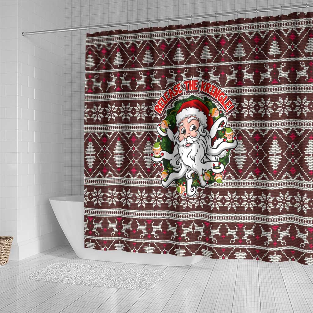 Funny Santa Claus Release The Kringle Christmas Shower Curtain Xmas Holiday Patterns - Wonder Print Shop
