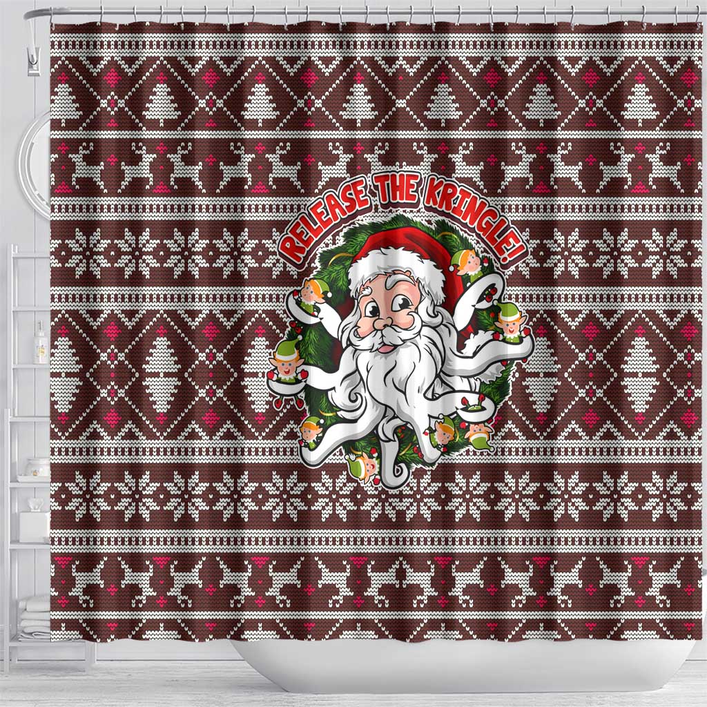 Funny Santa Claus Release The Kringle Christmas Shower Curtain Xmas Holiday Patterns - Wonder Print Shop