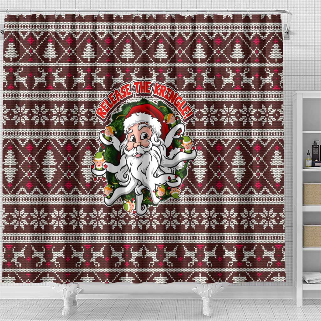 Funny Santa Claus Release The Kringle Christmas Shower Curtain Xmas Holiday Patterns - Wonder Print Shop