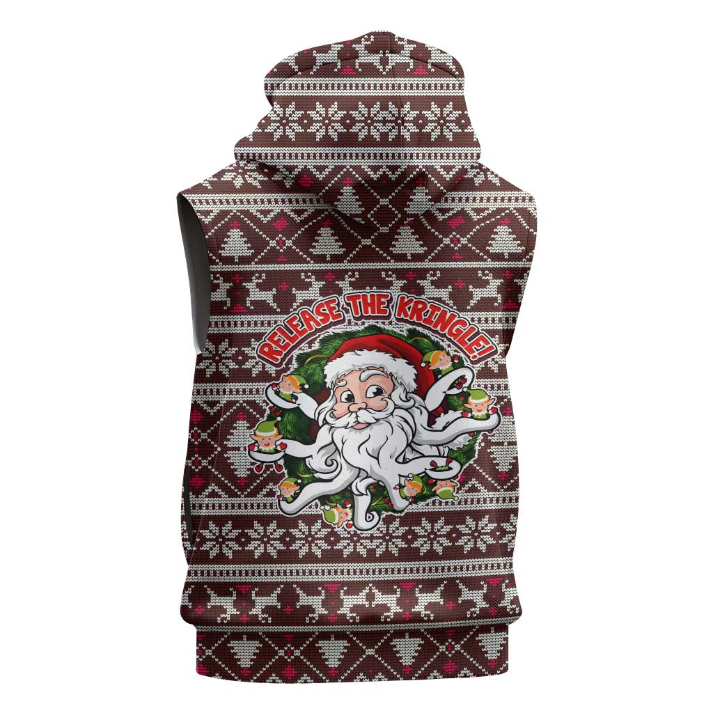 Funny Santa Claus Release The Kringle Christmas Sleeveless Hoodie Xmas Holiday Patterns - Wonder Print Shop
