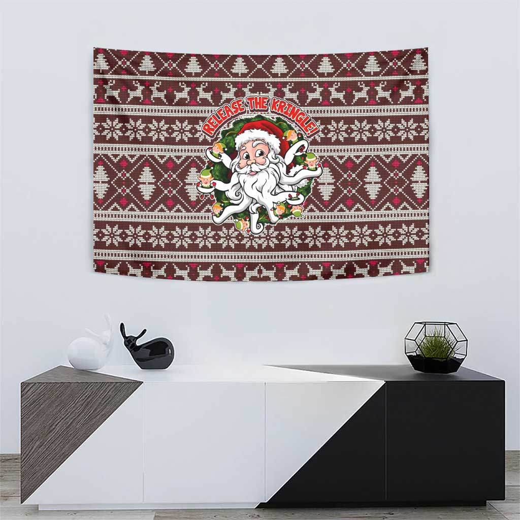 Funny Santa Claus Release The Kringle Christmas Tapestry Xmas Holiday Patterns - Wonder Print Shop