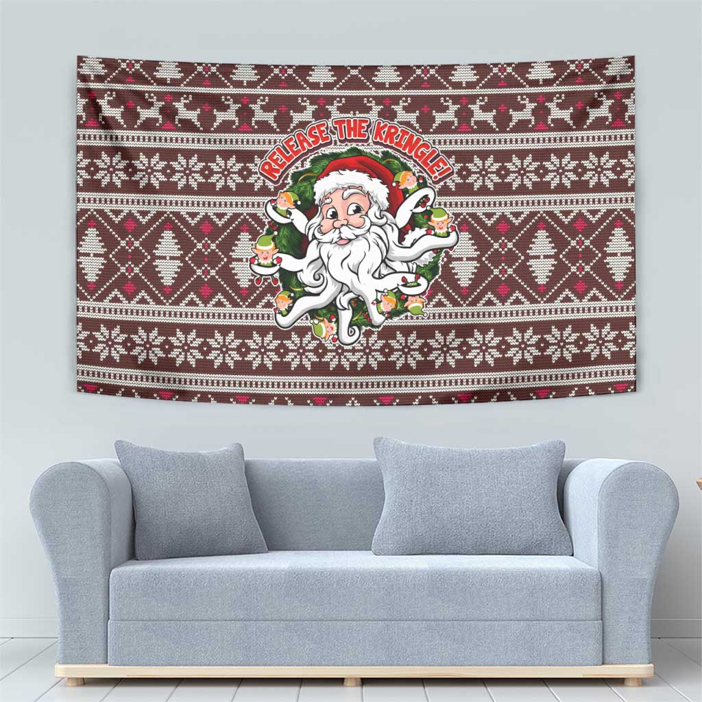 Funny Santa Claus Release The Kringle Christmas Tapestry Xmas Holiday Patterns - Wonder Print Shop