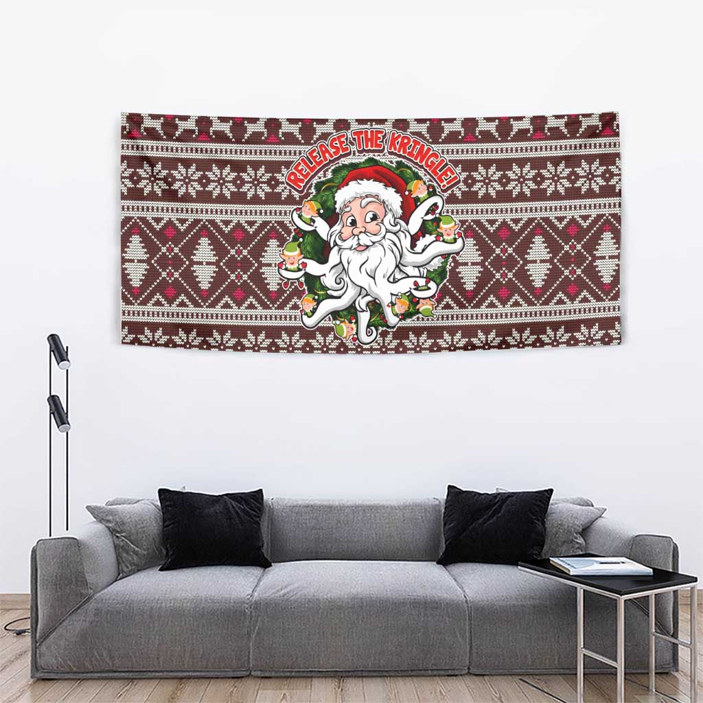 Funny Santa Claus Release The Kringle Christmas Tapestry Xmas Holiday Patterns - Wonder Print Shop