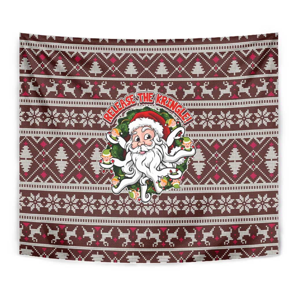 Funny Santa Claus Release The Kringle Christmas Tapestry Xmas Holiday Patterns - Wonder Print Shop