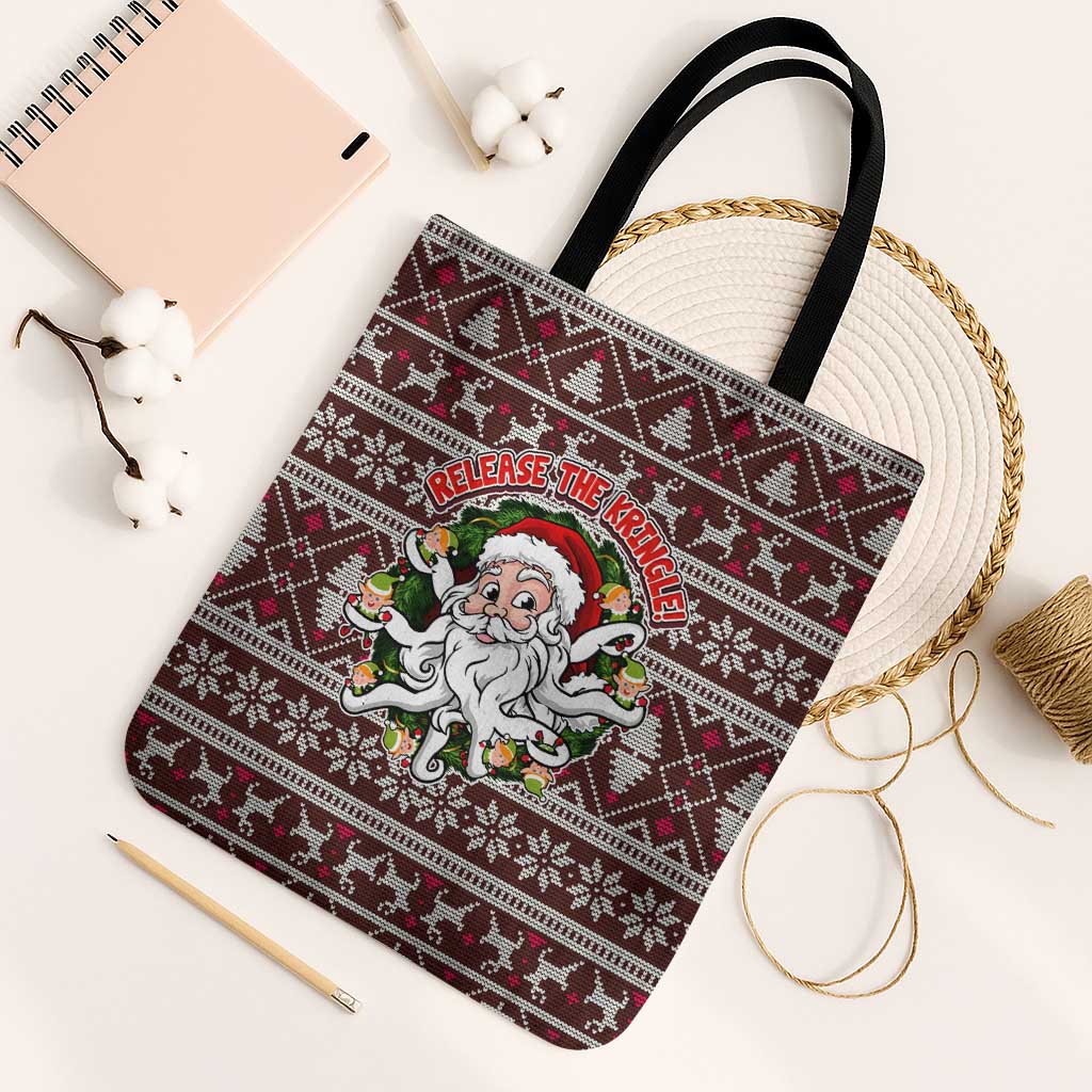 Funny Santa Claus Release The Kringle Christmas Tote Bag Xmas Holiday Patterns - Wonder Print Shop