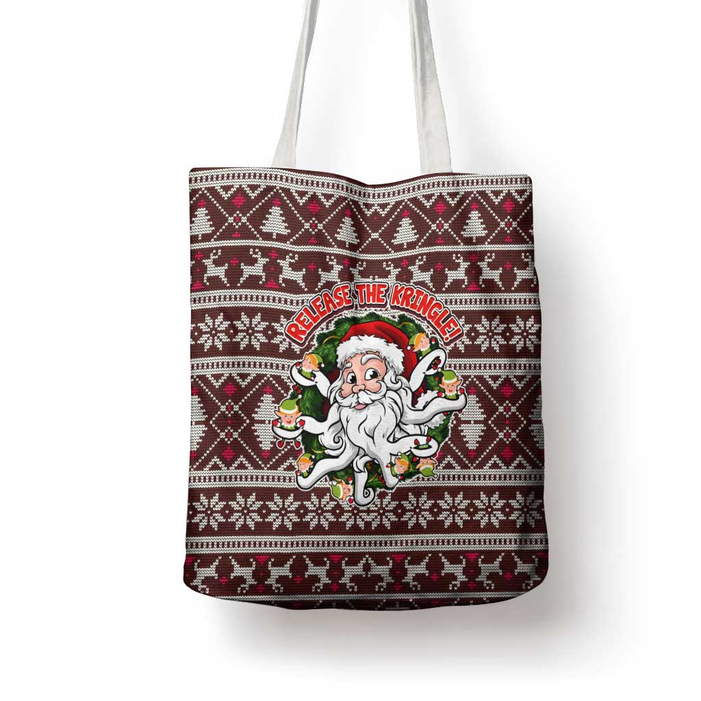 Funny Santa Claus Release The Kringle Christmas Tote Bag Xmas Holiday Patterns - Wonder Print Shop