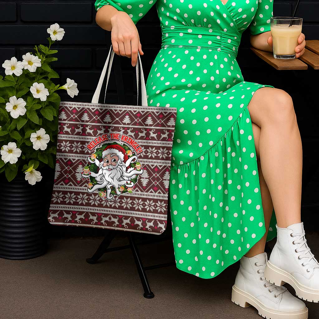 Funny Santa Claus Release The Kringle Christmas Tote Bag Xmas Holiday Patterns - Wonder Print Shop