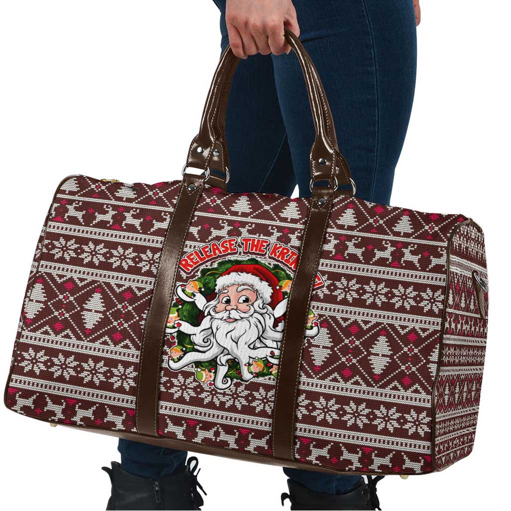 Funny Santa Claus Release The Kringle Christmas Travel Bag Xmas Holiday Patterns - Wonder Print Shop