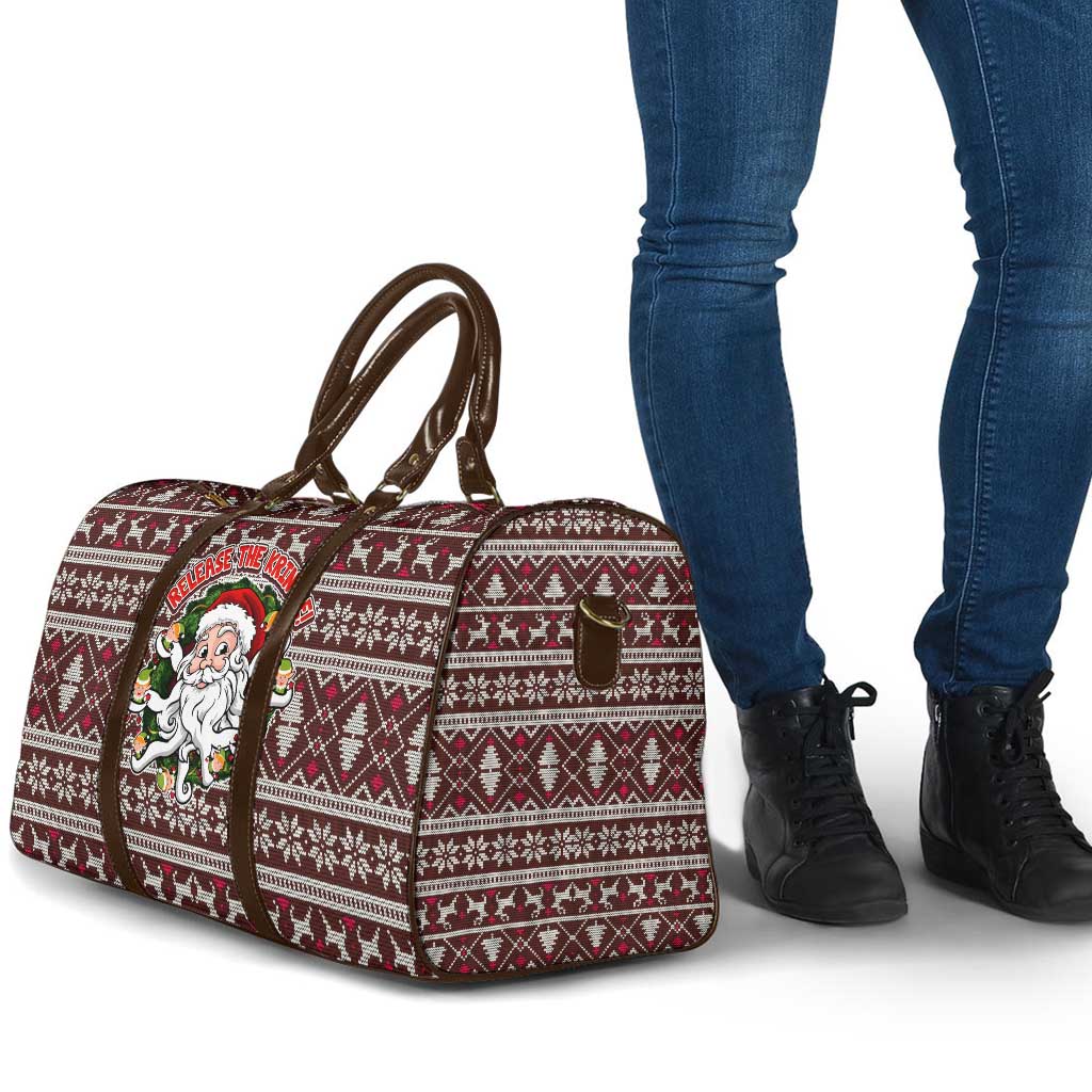 Funny Santa Claus Release The Kringle Christmas Travel Bag Xmas Holiday Patterns - Wonder Print Shop