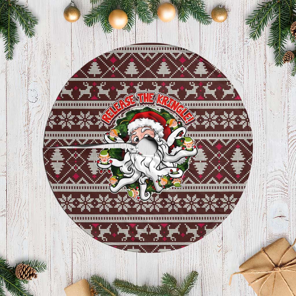 Funny Santa Claus Release The Kringle Christmas Tree Skirt Xmas Holiday Patterns - Wonder Print Shop