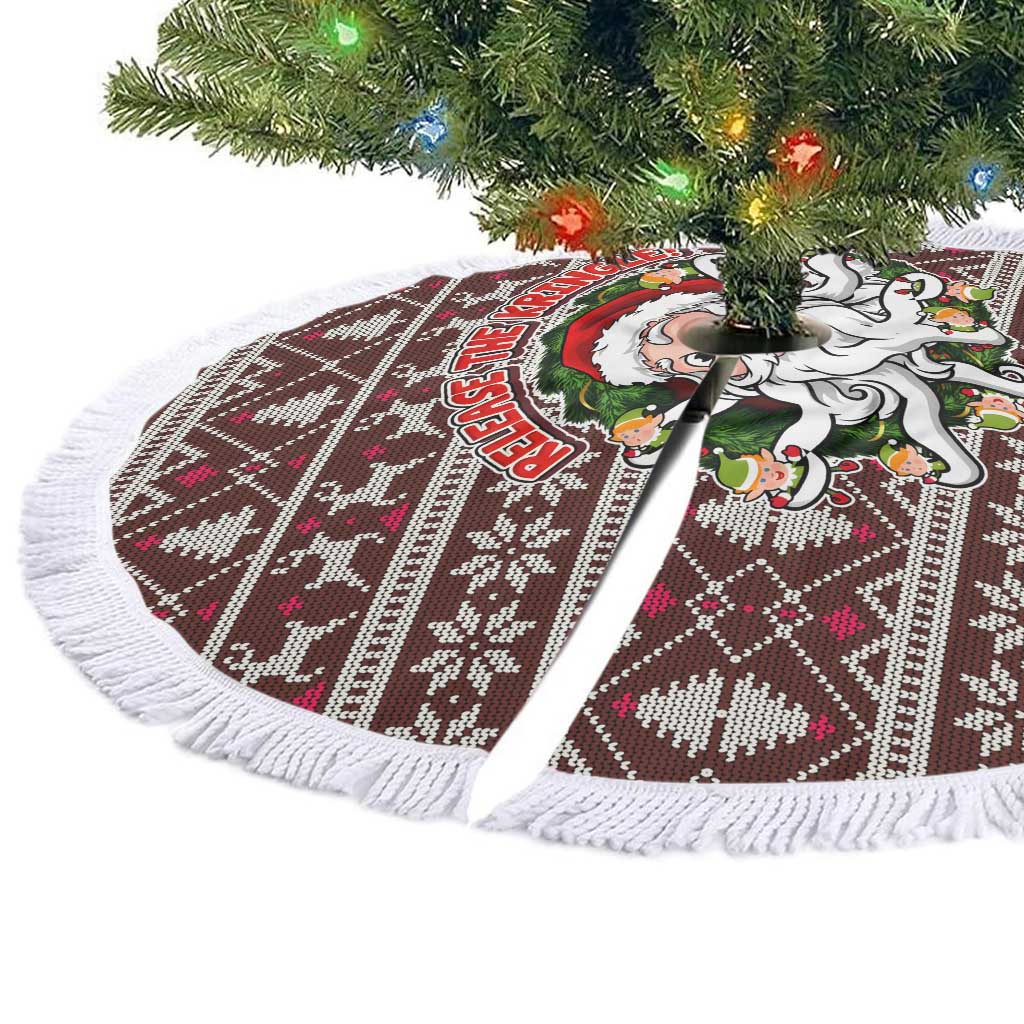 Funny Santa Claus Release The Kringle Christmas Tree Skirt Xmas Holiday Patterns - Wonder Print Shop