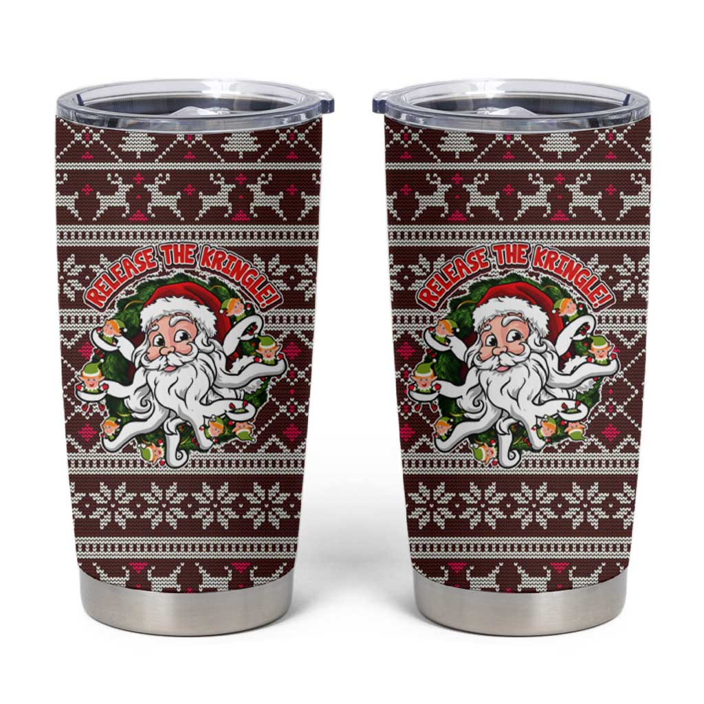 Funny Santa Claus Release The Kringle Christmas Tumbler Cup Xmas Holiday Patterns - Wonder Print Shop