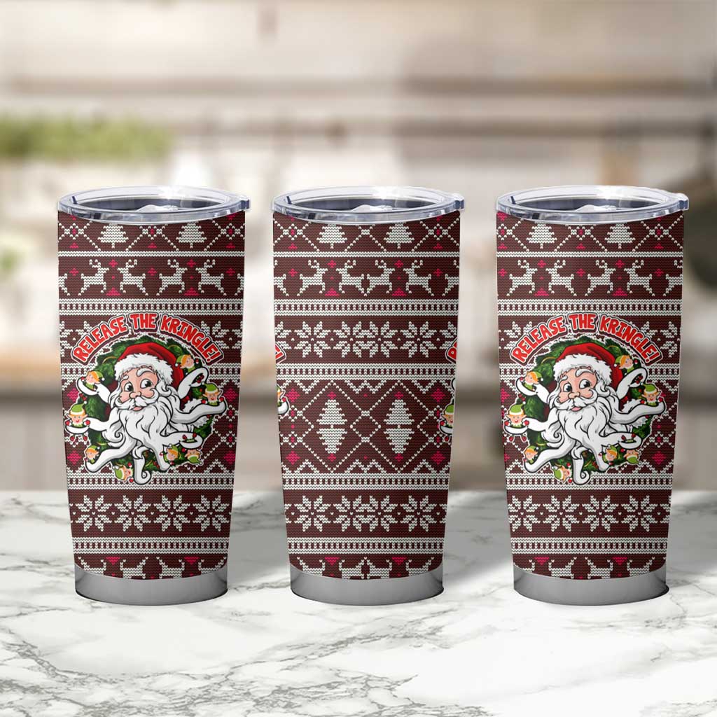 Funny Santa Claus Release The Kringle Christmas Tumbler Cup Xmas Holiday Patterns - Wonder Print Shop