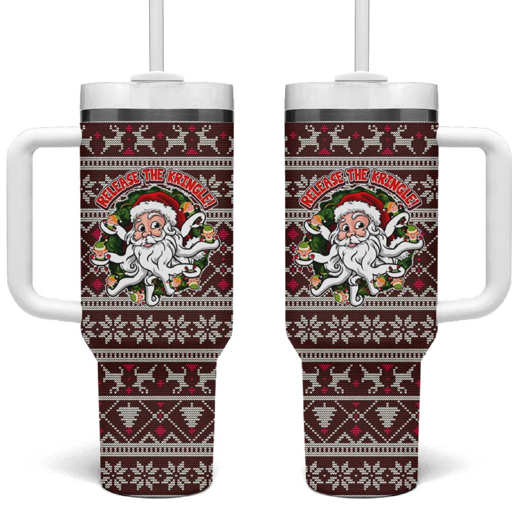 Funny Santa Claus Release The Kringle Christmas Tumbler With Handle Xmas Holiday Patterns - Wonder Print Shop