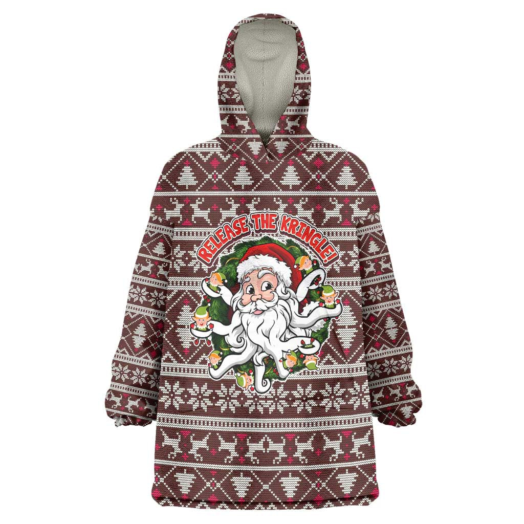 Funny Santa Claus Release The Kringle Christmas Wearable Blanket Hoodie Xmas Holiday Patterns - Wonder Print Shop