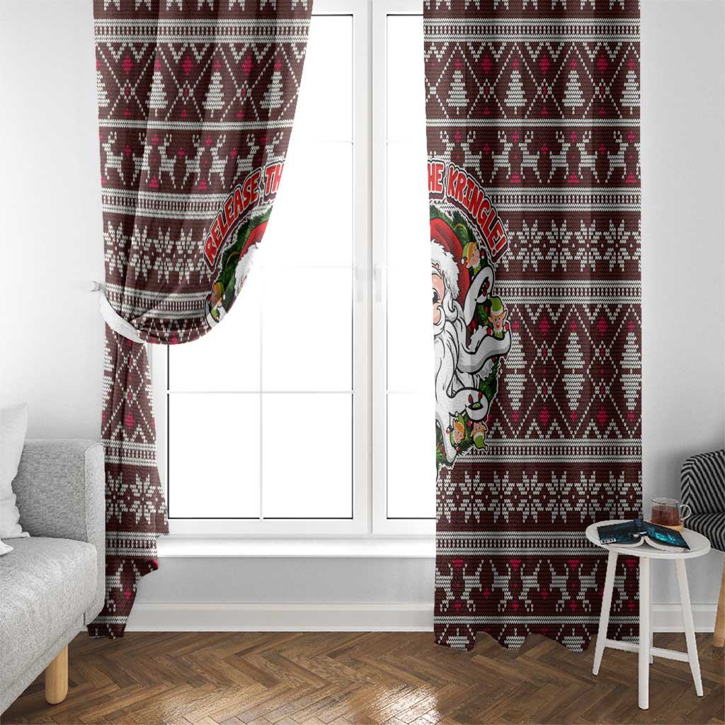 Funny Santa Claus Release The Kringle Christmas Window Curtain Xmas Holiday Patterns - Wonder Print Shop