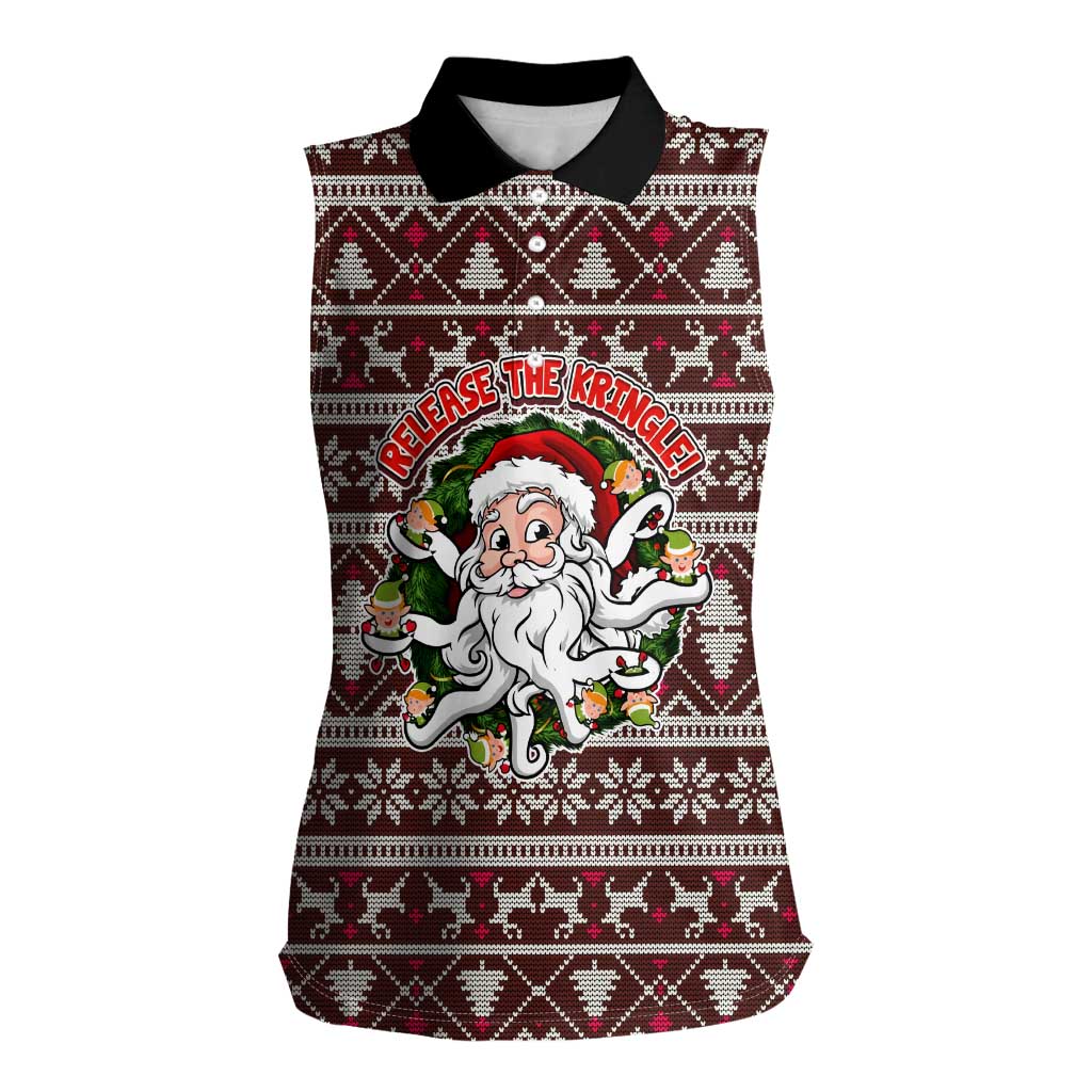 Funny Santa Claus Release The Kringle Christmas Women Sleeveless Polo Shirt Xmas Holiday Patterns - Wonder Print Shop