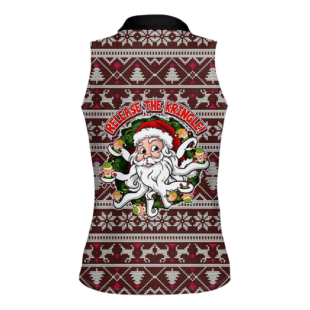 Funny Santa Claus Release The Kringle Christmas Women Sleeveless Polo Shirt Xmas Holiday Patterns - Wonder Print Shop