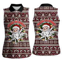 Funny Santa Claus Release The Kringle Christmas Women Sleeveless Polo Shirt Xmas Holiday Patterns - Wonder Print Shop