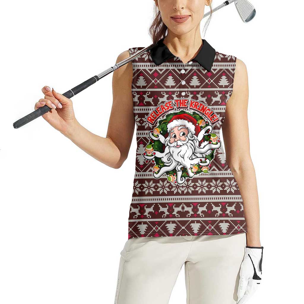 Funny Santa Claus Release The Kringle Christmas Women Sleeveless Polo Shirt Xmas Holiday Patterns - Wonder Print Shop