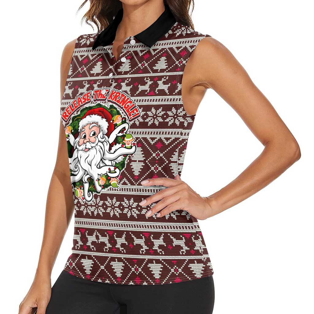 Funny Santa Claus Release The Kringle Christmas Women Sleeveless Polo Shirt Xmas Holiday Patterns - Wonder Print Shop