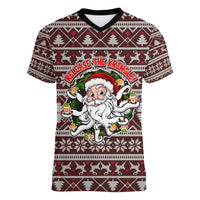 Funny Santa Claus Release The Kringle Christmas Women V-Neck T-Shirt Xmas Holiday Patterns - Wonder Print Shop