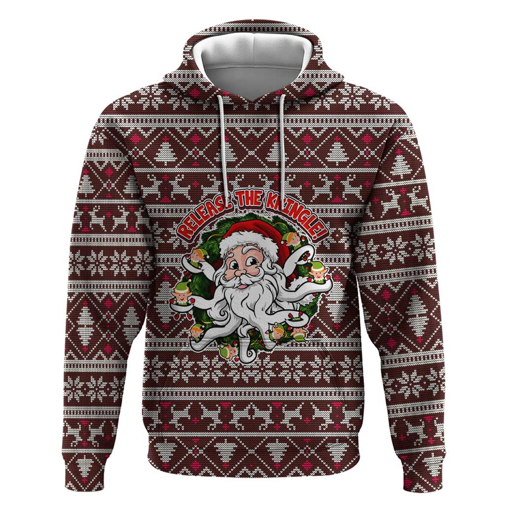 Funny Santa Claus Release The Kringle Christmas Zip Hoodie Xmas Holiday Patterns - Wonder Print Shop