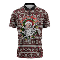 Funny Santa Claus Release The Kringle Christmas Zipper Polo Shirt Xmas Holiday Patterns - Wonder Print Shop